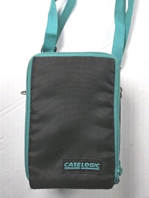 CASE LOGIC 12 AUDIO CASSETTE HOLDER NYLON ZIPPER Padded Bag BLACK Blue - Image 1 of 4