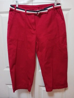 Pantalones capri Sonoma talla 14 rojos bolsillos delanteros y traseros algodón nuevos sin etiquetas Foto 1 de 4
