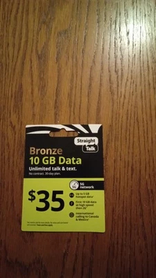 Tarjeta de recarga Straight Talk Rob 35 Talk Text ilimitada 30 días recarga AHORA datos del plan Foto 1 de 2