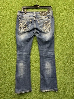 Miss Me Jeans Mujer 28 Azul Denim Signature Bota Embellecida Flores Bolsillos Foto 1 de 4