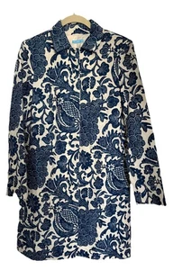 J. McLaughlin Snap/Hidden Buttons Front Jacket Indigo Blue Paisley XS ~ EUC - Picture 1 of 10