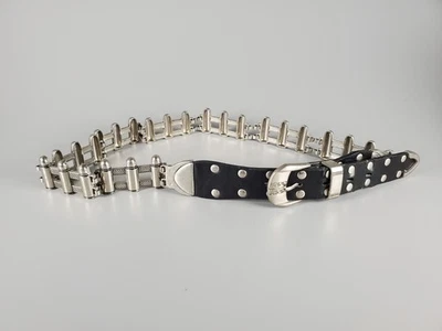 Cinto de couro preto cravejado vintage * Punk Rock Grunge emo gótico - Imagem 1 de 4