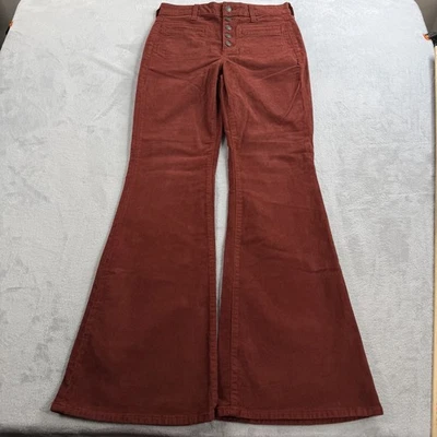 Pantalones de pana acampanados American Eagle elásticos de tiro súper alto para mujer 6 rojos Y2K AE Foto 1 de 4