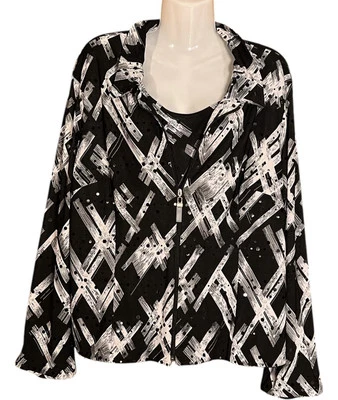 PICADILLY FASHIONS Womens 2 Piece Jacket Tank Set Sz XXL Travel Abstract Sparkle - Image 1 of 4