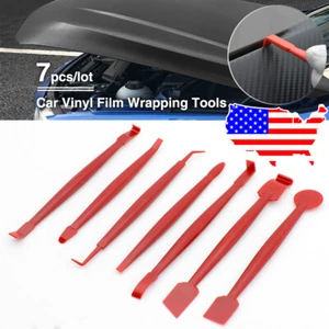 7x Car Wrap Vinyl Tools Kit 3D Carbon Fiber Decal Film Squeegee Felt Remove Kit - Picture 1 of 6