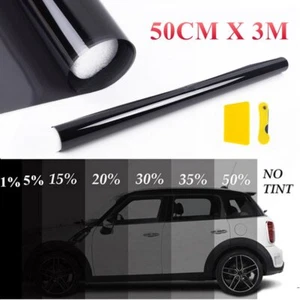 1% 5% 15% 25% 35% Black Glass Window Tint Shade Film VLT 50cm x 3M Glass Tinting - Picture 1 of 9