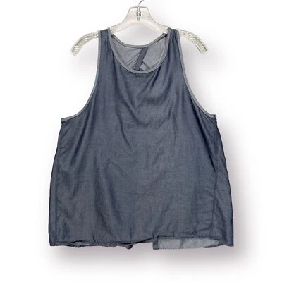 Camiseta sin mangas Lululemon All Tied Up espalda abierta azul marino denim Tencel cambray talla L? Foto 1 de 4