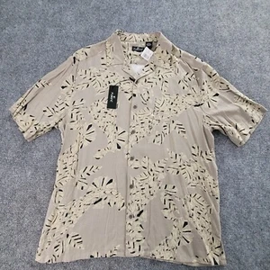 Fusione Mens Shirt Large 55 % Silk 45 % Rayon Short Sleeve Button Down NWT - Picture 1 of 7