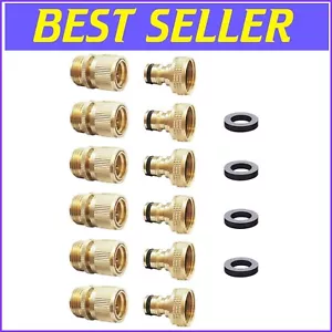 Durable Garden Hose Quick Connect Fittings - 3/4" GHT Brass Couplings (6 Sets) - Picture 1 of 11
