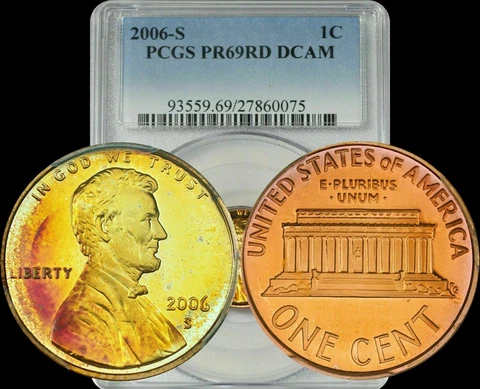 2006-S Lincoln Memorial Cent PCGS PR69 RD DCAM HIGH GRADE COLOR TONED PROOF Cover