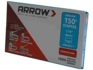 Arrow A504SS1 T50 Staples Stainless Steel 504SS 6mm (1/4in)(Box 1000)ARRT5014SS - Picture 1 of 3