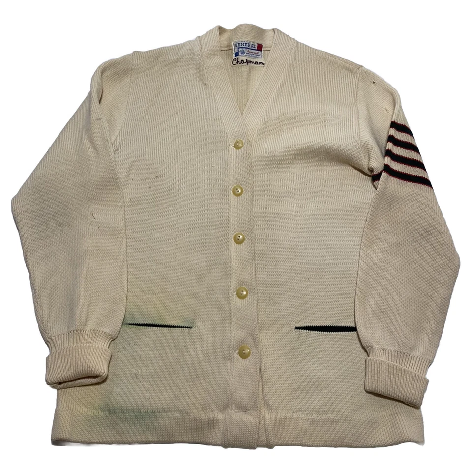 Cárdigan Letterman Vintage Años 60 Verde/Rojo 19x26 W2 Foto 1 de 4