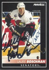 Laurie Boschman - 1992-93 Pinnacle - Ottawa Senators Original Signed