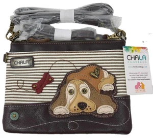 CHALA Brown Stripe Cocker Spaniel Crossbody Purse - Picture 1 of 4