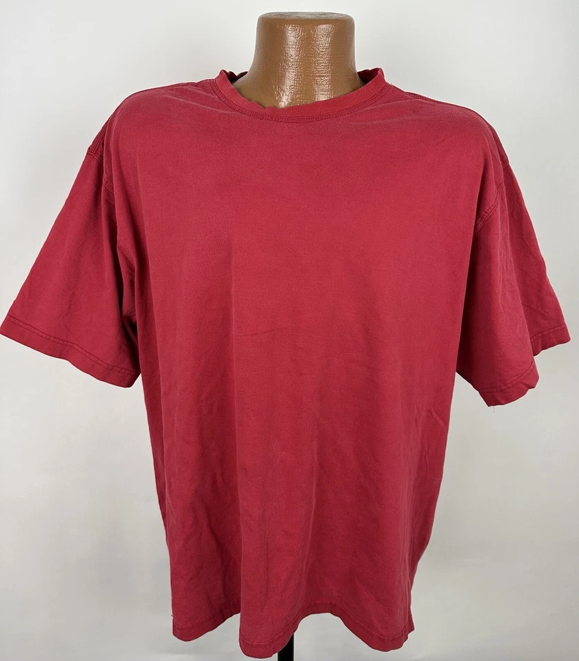 Camiseta De Colección Años 90 Perfectamente Desteñida XL Roja Camiseta en Blanco Calce Slouchy Patinador Mínimo Foto 1 de 4