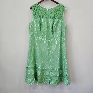Adrianna Papell Women's Lace Overlay Midi Dress Plus Size 18W Green Royalcore - Picture 1 of 11