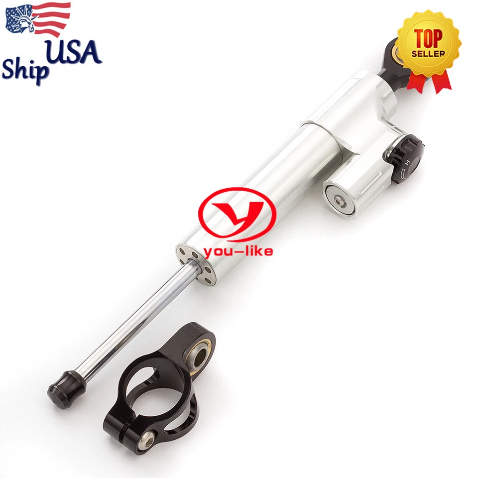 Amortiguador estabilizador de dirección CNC lineal plateado para Honda CBR600RR CBR100 CBR954RR Foto 1 de 4