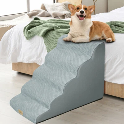 BINGOPAW XL Dog Stairs Pet 3/4/5 Steps For Bed Sofa Cats Ladder Ramp with Removable Cover