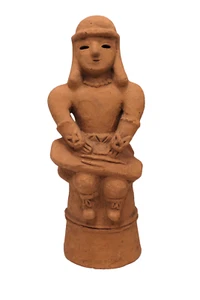Handmade Haniwa Warrior Clay Figure Harp Player Miyazaki Prefecture Folk Craft - Picture 1 of 10