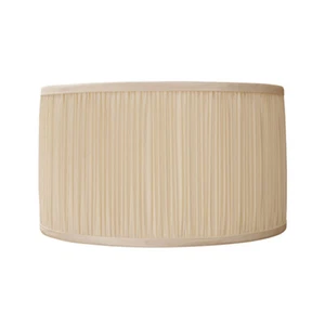 Interiors 1900 Rochamp Nicole 15in Cream Mushroom Pleat Drum Silk Shade - Picture 1 of 4