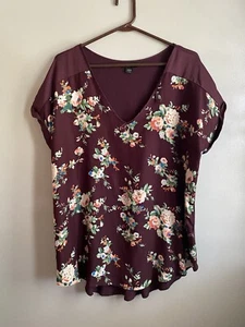 Metaphor Maroon floral blouse, Size XL - Picture 1 of 3