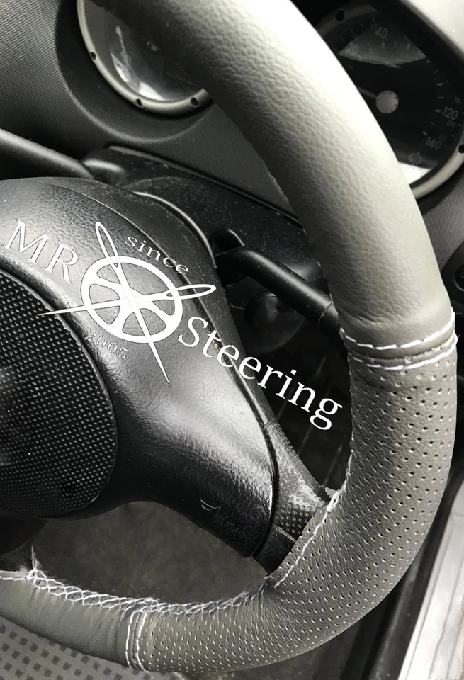 Para Peugeot Bipper 2008+ Gris Dos Tonos Volante de Cuero Cubierta Palo Blanco - Imagen 1 de 1