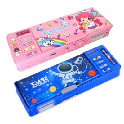 【Paquete de 2】Funda para lápices multifunción emergente para niñas y niños, lindo rosa + azul Foto 1 de 4