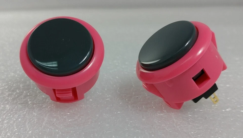 2 x Japan Sanwa Mix Buttons Pink Grey OBSF-30-P/DH Video Arcade Parts - Image 1 of 1
