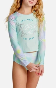 JUSTICE Girl Swimsuit Tankini Bikini Rash Guard 5 6 8 10 12 14 16 18 Long Sleeve - Picture 1 of 4