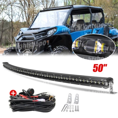 Barra de luz LED curva de techo superior de 50" delgada + cable ajuste Can-am Maverick X3 Polaris UTV Foto 1 de 4