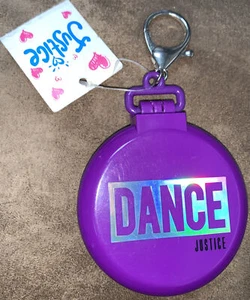 JUSTICE DANCE HANG ANYWHERE COMPACT BRUSH/MIRROR PURPLE SUPER CUTE!! - Picture 1 of 5