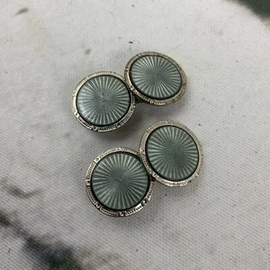 Vintage Mid Century Modern Cufflinks Silver Toned Atomic Starburst Pattern - Picture 1 of 4