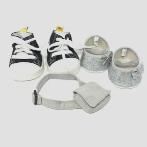 Lot Build A Bear BAB High Top Sneakers & Silver Mary Janes Shoes & Purse Bag - Picture 1 of 5