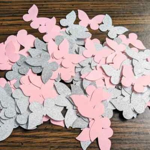Butterfly Baby Shower Confetti- Party Decor- Handmade Pink Butterfly Theme Party - Picture 1 of 2