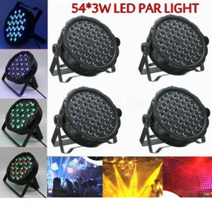 4x 54 LED RGBW Stage PAR 64 Light 162W Party Lighting DMX DJ Show Strobe Uplight - Picture 1 of 13