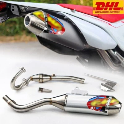 EXHAUST FULL SYSTEM STAINLESS PIPE SILVER FIT FOR HONDA CRF 250 L RL 2017-2020 - Image 1 of 4