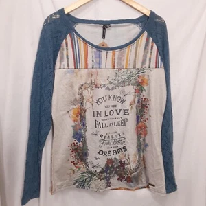 Smash Blue Sweater Sleeve Shirt You Know You Are In Love When Women's Size Large - Picture 1 of 14