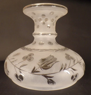 New 10" Astral Lamp Shade, Hand Cut Copper Wheel Engraved Bell Flower Design - Image 1 of 4