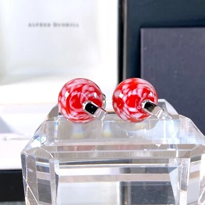 Gemelos Dunhill Bola Globo Giratorio Rojo Plateado con Estuche Foto 1 de 4