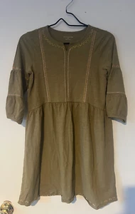 Garnet Hill Kids Olive Green Girl's Embroidered Dress SZ XL - Picture 1 of 7