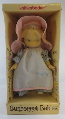 NUEVO EN CAJA Muñeca Knickerbocker Baby Molly Sunbonnet Baby 7" Rubia Años 70 De Colección Foto 1 de 4