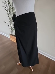 Olia Black Cotton Stretch Maxi Pencil Skirt, XL - Picture 1 of 7