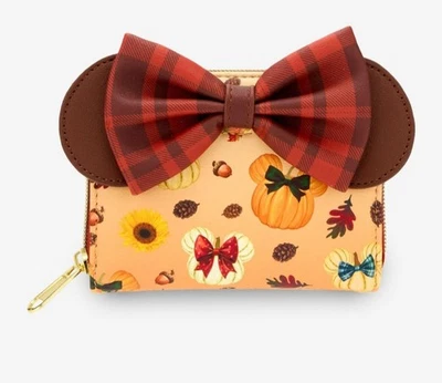 ¡NUEVO! CARTERA Loungefly Disney Minnie Mouse oreja caída calabazas arco a cuadros Foto 1 de 4