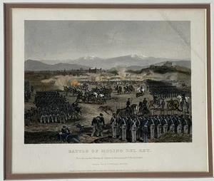 Original 1859 Print, Battle of Molina Del Ray, American Mexican War, Matted Vintage - Bild 1 von 7