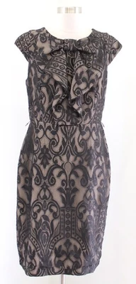 Vestido Vaina Eva Franco Anthropologie Negro Encaje Ilusión Cuello Lazo Talla 10 Foto 1 de 4