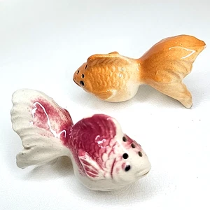 Juego mini coctelera de sal y pimienta vintage Ryukin Goldfish Japón años 50 naranja y rosa - Imagen 1 de 11