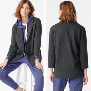 J.Crew Sophie Dark Gray 100% Merino Wool Open Front Sweater Cardigan Blazer XL - Picture 1 of 11