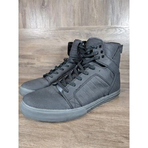 Supra Muska 001 Hightop Matte Triple Black Retro Skateboard Shoes Sneakers Sz 12 - Picture 1 of 17