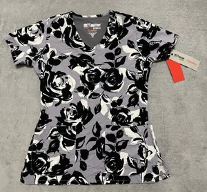 Greys Anatomy Barco Signature Scrub Top Womens XS Black V-Neck Short Sleeve New - Picture 1 of 11