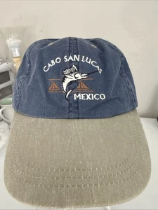 Cabo San Lucas Strapback Hat Blue Denim/Light Green One Size Embroidered 6 Panel - Picture 1 of 4